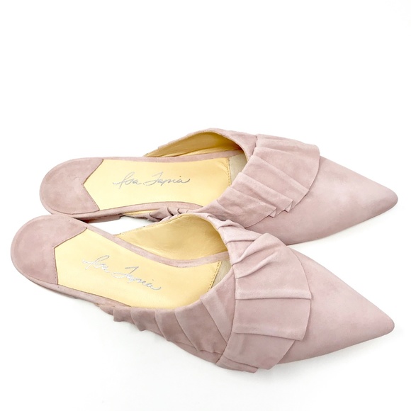 Isa Tapia Shoes - ISA TAPIA Rafaella Ruffle Mules Dusty Rose Flats 41